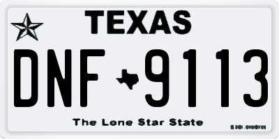 TX license plate DNF9113