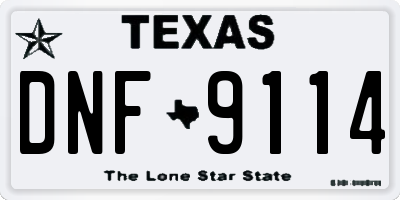TX license plate DNF9114