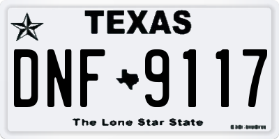 TX license plate DNF9117
