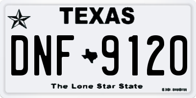 TX license plate DNF9120