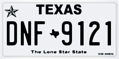 TX license plate DNF9121