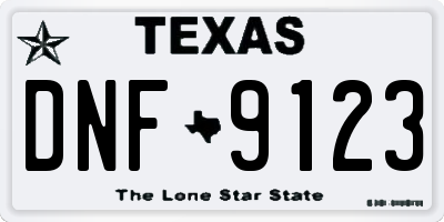 TX license plate DNF9123