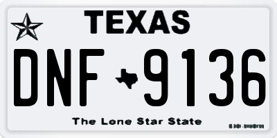 TX license plate DNF9136