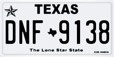 TX license plate DNF9138
