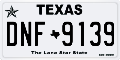 TX license plate DNF9139