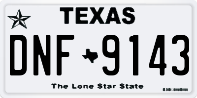TX license plate DNF9143