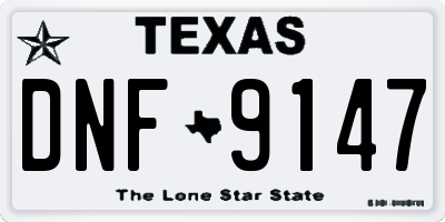 TX license plate DNF9147