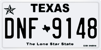 TX license plate DNF9148