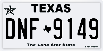TX license plate DNF9149