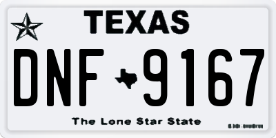 TX license plate DNF9167
