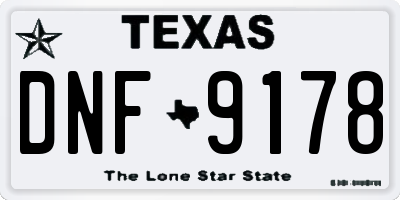 TX license plate DNF9178