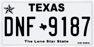 TX license plate DNF9187
