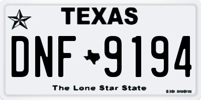 TX license plate DNF9194