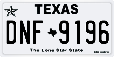 TX license plate DNF9196