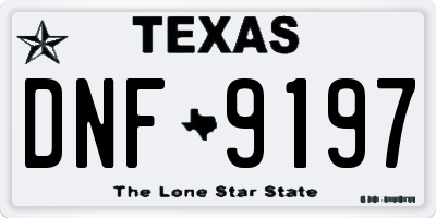 TX license plate DNF9197