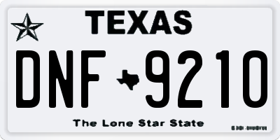 TX license plate DNF9210
