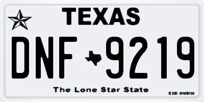 TX license plate DNF9219