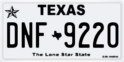 TX license plate DNF9220