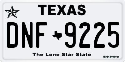 TX license plate DNF9225