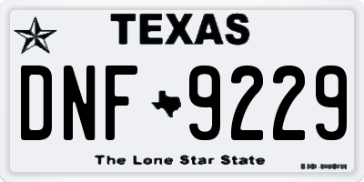 TX license plate DNF9229