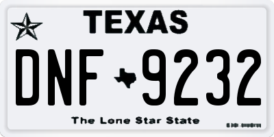 TX license plate DNF9232