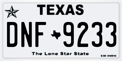 TX license plate DNF9233