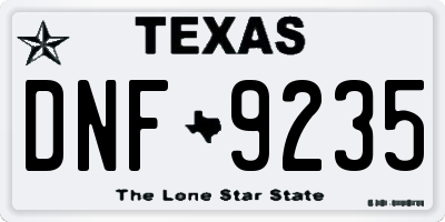 TX license plate DNF9235