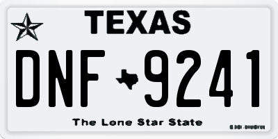 TX license plate DNF9241