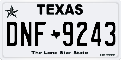 TX license plate DNF9243