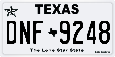 TX license plate DNF9248