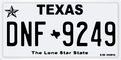 TX license plate DNF9249