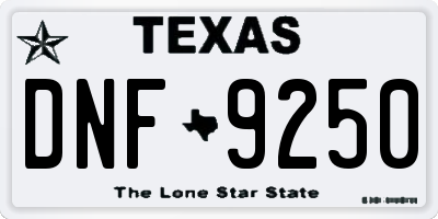 TX license plate DNF9250
