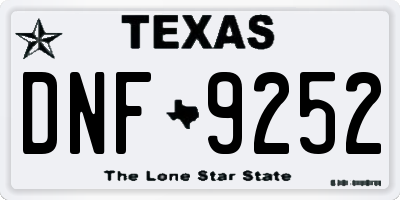 TX license plate DNF9252