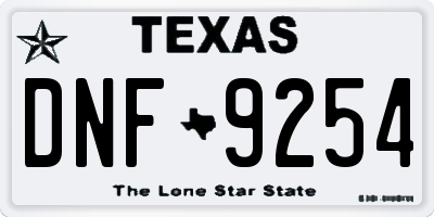 TX license plate DNF9254