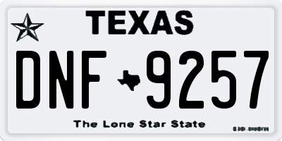 TX license plate DNF9257