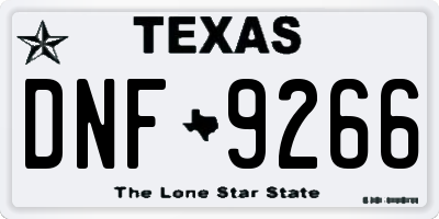 TX license plate DNF9266
