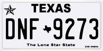 TX license plate DNF9273