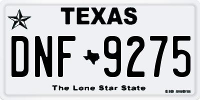 TX license plate DNF9275