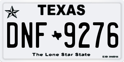 TX license plate DNF9276