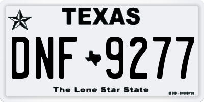 TX license plate DNF9277