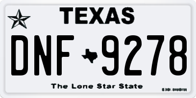 TX license plate DNF9278