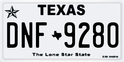 TX license plate DNF9280
