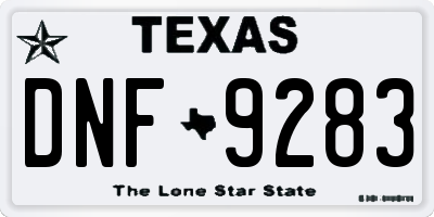 TX license plate DNF9283