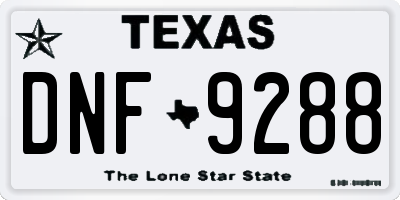 TX license plate DNF9288