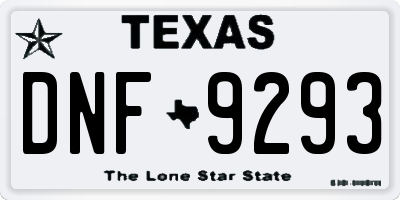 TX license plate DNF9293