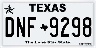 TX license plate DNF9298