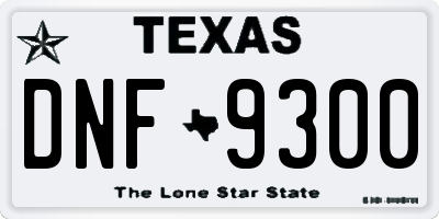TX license plate DNF9300