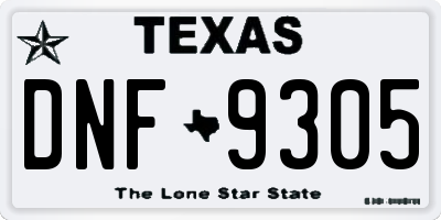 TX license plate DNF9305