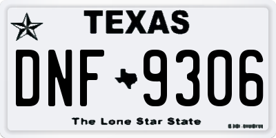 TX license plate DNF9306