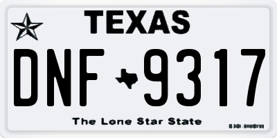 TX license plate DNF9317